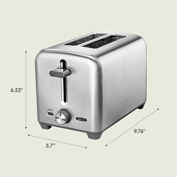 BELLA 2 Slice Stainless Steel and Toaster, Quick & Even Results Wide Slots - Picture 8 of 8